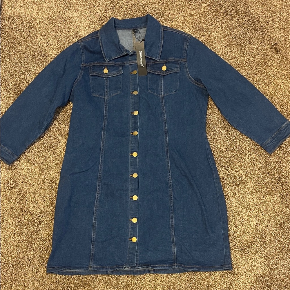 Allegra K Blue Denim Shirt